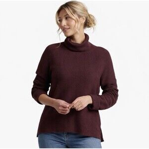 KUHL Women's Solace Ribbed Knit Cowl Neck Sweater Raisin Stretch Soft Small